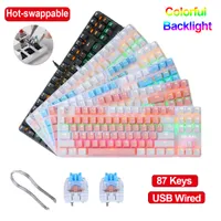 Mechanical Gaming Keyboard 87 Keys Anti-ghosting Hot Swappable Color Backlit USB Wired Mechanical Keyboards For pro Gamer Laptop