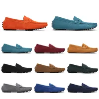 Mens Women Casual schoenen Leer Soft Sole Zwart Rood Oranje Blauw Bruin Comfortabele Sneaker 030