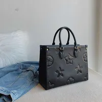 Luxurys Designer Onthego Embossed Black Flower Bag Women Bags Handbags Tote Shoulder Louiseity Handbag Viutonity Leather Diamond Evening