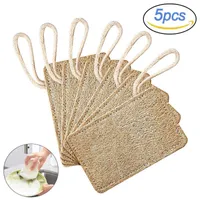 Sponges Scouring Pads Loofah Dish Washing Cloth Natural Luffa Sponge Kitchen Cleaner Dish Washing Tools Hanging Loofah Scrub Pad Plate Cleaning Tools R230309