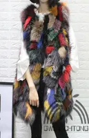 Real natural genuine fur vest women fashion multicolor colorful fur gilet jackets ladies over coat outwear3067479