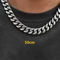 Pendant Necklaces 13mm Thick Cuban Link Men Necklace with Corss Matte Black Chain Hip Hop Stainless Steel Necklace Bracelet for Man J230310