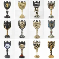 Tumblers Gothic Wine Goblet Contain Dragon Claw Viking Skeleton Retro Stainless Steel Resin Glass Halloween Gifts Bar Drinkware 230310