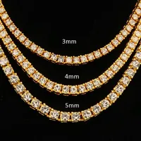 Mens Gold Iced Out Tennis Chain Necklace 3 4 mm Full Diamond Designer Luxury Hip Hop Long and Choker Chains Rapper Jewelry Gifts f239k