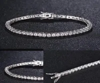 Zircon 4mm Men Tennis bracelet Solid 925 Sterling Silver tennis chains Mens Hiphop Tide Bracelets 75 inch silver Jewelry Gifts7289476