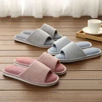 Slippers Yu Kube Flax Home Slippers 2023 New Open Toe Indoor Floor Printing Linn Slipp Non-Slippers confortable Femmes House Chaussures AA230310