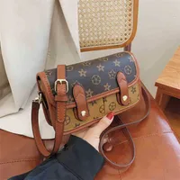 handbag 2023 Fashion women's bag leather quality Handbag Wanghong women's texture old flower Shoulder Messenger Small Square Bag