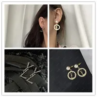 Orecchini per borchie nera di moda per donne 925 orecchini per orecchini in argento orecchini a cerchio di lusso a perle di perle stalloni con scatola