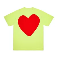 Tasarımcı T Shirt Commes des Garcons Moda Marka Bahar Yaz Büyük Kırmızı Kalp Renk Kısa Kollu T-Shirt Yuvarlak Boyun Saf Pamuk Şeftali Kalp Alt Gömlek Oyun