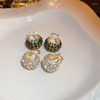 Hoop Earrings Lovelink Luxury Gold Color Geometric Zircon For Women Temperament Black Circle Girls Simple Jewelry