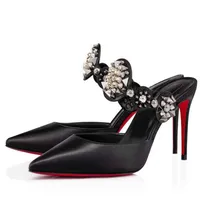Design de luxo Miss Goldora Sandals Sapatos Mulheres de fundo vermelho pontudo