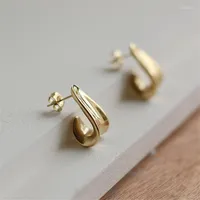 Stud Earrings 2023 Korean Titanium Steel Metal Irregular Curved For Women Girl Simple Wedding Party Jewelry Gift Bijoux