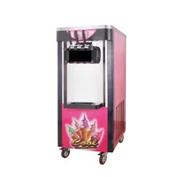 Color Ice Cream Machine para restaurantes Negocios de helados Tres cabezas con Universal Wheels 220V Digital Control System304t