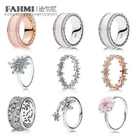 FAHMI New Style 925 Sterling Silver DIY Sparkling Sheets Rings With Clear CZ For Women Luxury Original Fine Gift Jewelry JZ001346i