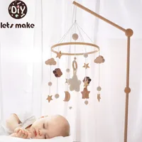 Rattles Mobiles Let's make Baby Rattle Toy 012 Months Wooden Mobile born Music Box Bed Bell Hanging Toys Holder Bracket Infant Crib Toy Gift 230311