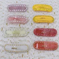 2022 P brand letters designer hair clip barrettes luxury shining diamond acrylic classic hair pins for girls women party jewelry gift