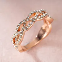 Wedding Rings 2023 Twist Rope Cubic For Women Rose Gold Micro Zirconia Tail Ring Lady Elegant Engagement Gift Jewerly