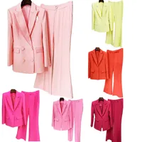 Womens Two PCS Pants Set Slim Blazer Suits set Solid Colors Fashion Office Busines kläder plus storlekar S till XXL