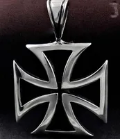 Pendant Necklaces CHOPPER IRON MALTESE CROSS MENS CHARM SOLID STAINLESS STEEL PP8