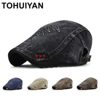 Tohuiyan Sboy Caps für Männer Vintage -Baumwollfahrer Boina Duckbill Hats Baker Boy Classic Beret Männlich Flach 20126263v