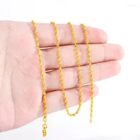 Zincirler 24K altın kaplama zincir kolyeler kadınlar için 2mm bükülmüş kolye 18inch gerdan