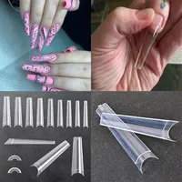 600Pcs XXL Extra Long French False Nails Half Cover C Curve Acrylic Extension Salon Supply Coffin Cowboy Clear Fake Nail Tips & 2975