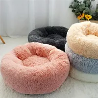 Pet Dog Bed Warm Fleece Round Dog Kennel House Long Plush Winter Pets For Soft Sofa Cushion Mats
