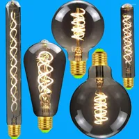 Lâmpadas LED lâmpada vintage st64 g80 g95 tubo longo edison 4w diminuído 220/240v e27 vidro de fumaça 2700k quente branco