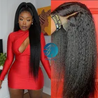 8-30inch Deep Part 13x6 Kinky Straight Indian Remy Pre plucked Bleached knots wigs 180 Density Human Hair Wigs Brazilian For Black296C