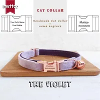 Cat Collars & Leads MUTTCO Retail Engraved Rose Gold High Quality Metal Buckle Collar For VIOLET Design 2 Sizes UCC082M263a