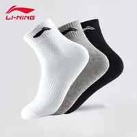 Li Ning High Quality Socks Women Men Cotton All-match Classic Ankle Hook Breathable Stocking Black White Mixing Football Basketball Sports Sock