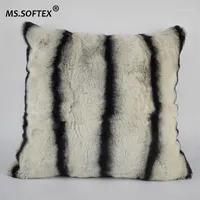 MS SOFTEX NATUURLIJKE REX BUR -kussensloop Chinchilla Design Real Fur Cushion Cover Soft Pillow Bus Homes Decoratie1295Q