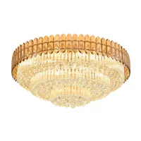 Big Flush Mount Crystal Lampa żyrandola Nowoczesna luksusowa salon sufit LED Złote okrągłe kryształowe oświetlenie żyrandola sufitowe o średnicy 100 cm wysokość 42 cm wysokość