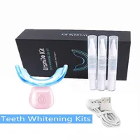 Cold light Teeth Whitening LED Kit with 3 3ml tooth bleaching gel waterproof outstanding whitener effective use at home3176