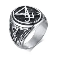 Sigil Of Lucifer Satanic Rings For Men Stainless Steel Symbol Seal Satan Ring Demon Side Jewelry Cluster310u
