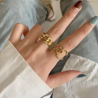 Wedding Rings Korea Trendy Metal Chain Gold Silver Color Geometric Open 2023 Fashion Women Party Jewelry Finger RingWedding
