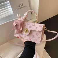 Design fashionable handbag female sweet Messenger embossed pink shoulder silk scarf portable small square bagHigh