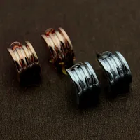 Europe America Style Lady Women Titanium Steel Engraved B Initials Spiral Springs C-shape Stud Earrings 2 Color216g