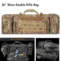 Taktisk 36 tum 90 cm dubbel gevärväska Molle Gun Case ryggsäck för M4 AK47 Carbine Airsoft Portable Bag Accessories for Hunting Q0285V