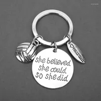 Keychains Mqchun Volleybal hanger waarvan ze geloofde dat het kon, zo deden bijen handpersoon sleutelhanger vrouwen mannen tassen auto sleutelhangers-50