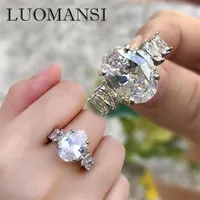 Luomansi Silver Jewelry Rings S925 Luxury Large Oval Diamond Engagement Ring Super Fash For Women Cluster2460
