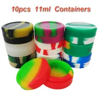 10pcs lot 11ml mini assorted color silicone container for Dabs Round Shape Silicone Containers wax Silicone Jars294v