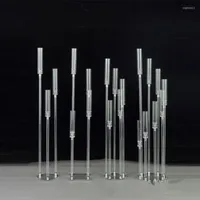 Party Decoration 10 Set Acrylic Crystal Candlestick 5Heads Wedding Table Center Flower Stand Transparent Candle Holder Road Lead