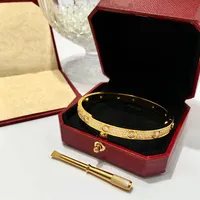 Luxury Full Diamond Stone Bangle Stainless Steel Gold Love Womens Bracelet Fashion Mens signer crystal Screwdriver cuff Bracelets 2326