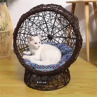 Cat Beds & Furniture Cat&#039;s Nest Dog&#039;s Hammock Swing Hanging Cage Pet Bed Rattan Weaving House300v