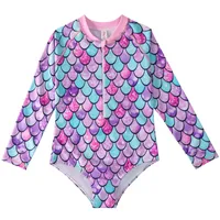女の子のワンピース水着セット、子供の水着水着、かわいいオンブル/ネクタイの染料/トロピカルプリントビーチウェア