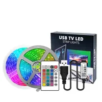 TV LED LED Strip 16.4ft LEDS LEDS LIGHT مع التحكم في تطبيق Bluetooth SYNC MUSIC USB مدعومًا 5050 RGB BIAS LIGHTING FOR PC MONITER ROOME ROOM CRESTECH168