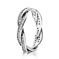 100% 925 Sterling Silver Sparkling ed Lines Ring Original Box for Pandora 18K Rose gold CZ Diamond Luxury designer Women Ring245j