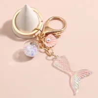 Ocean Mermaid Key Chain Fishtail Fish Scale Face Keyring Accessories for Girl and Woman Creative Gift