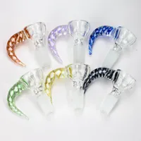 Smoking Colorful Pyrex Thick Glass Screw Horn Handle 10MM 14MM 18MM Male Joint Replacement Bowls Herb Tobacco Oil Filter WaterPipe Bong Hookah DownStem Holder